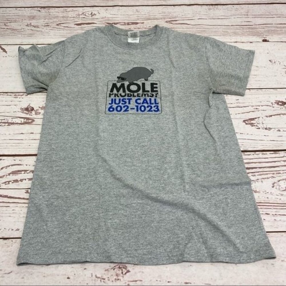 Gildan Mole Problems Call Shirt Grey With Mole Number Funny T-Shirt Size S - Picture 4 of 16